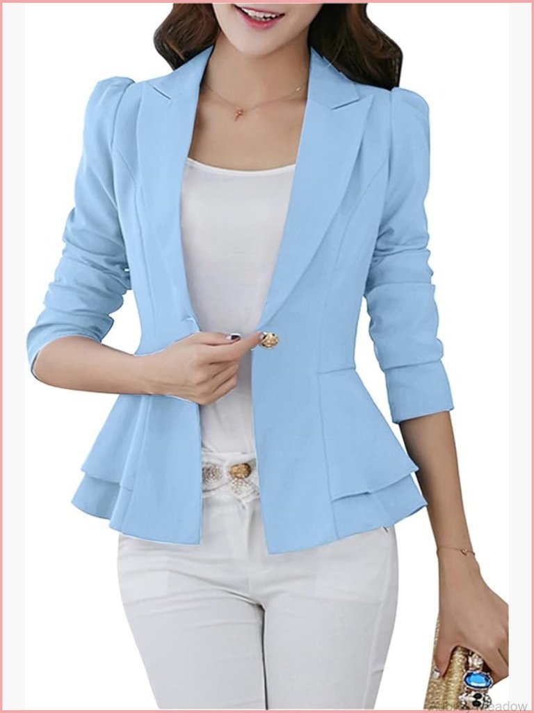 Button Down Open Front Long Sleeve Blazer Jacket Plus Size Office